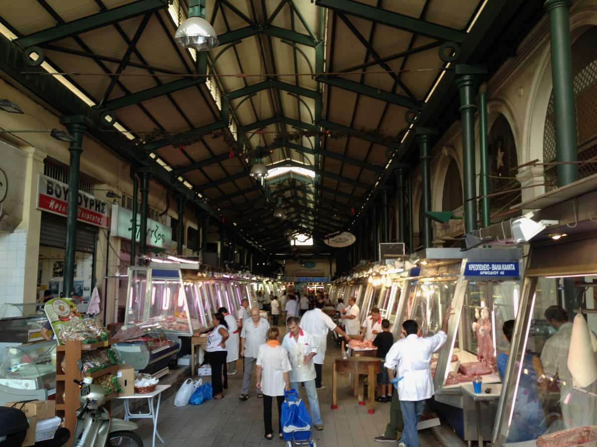 An Athens food tour walks through the Central Market of Athens
