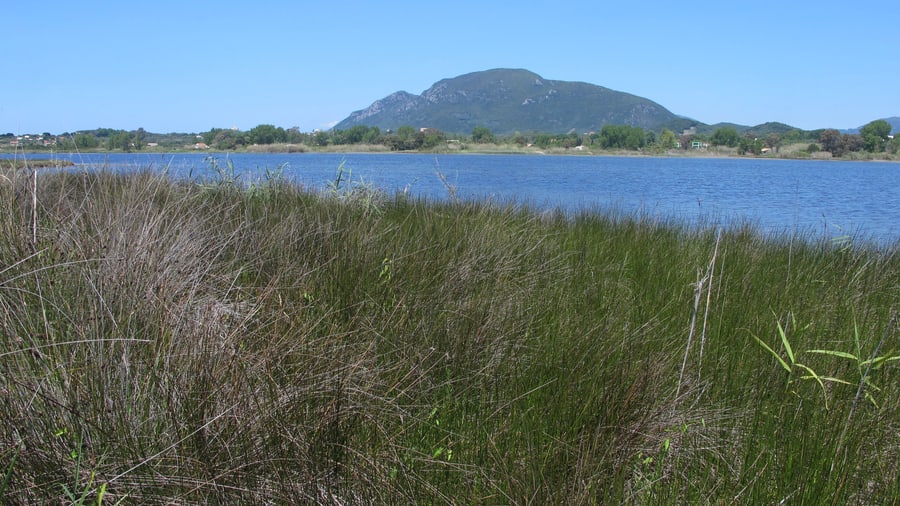 A Corfu jeep safari reaches Lake Korission, a lagoon behind the dunes on the south-west coast of the island
