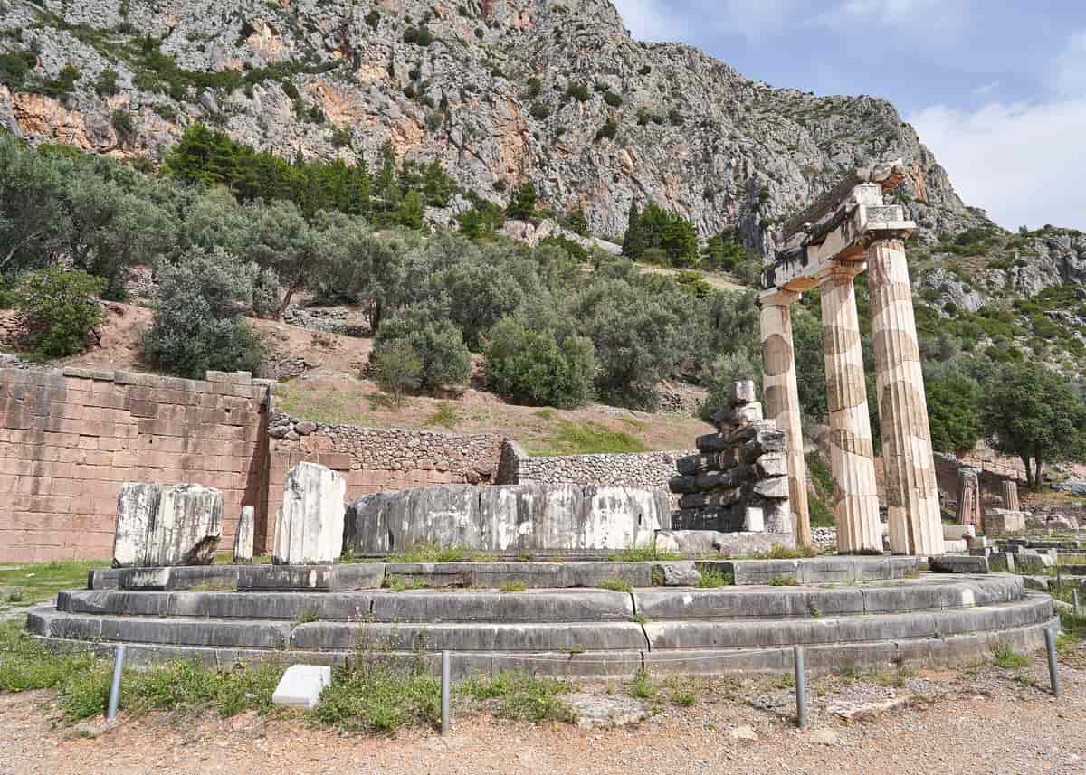 A Delphi day trip from Athens visits the Tholos in the sanctuary of Athena Pronaia