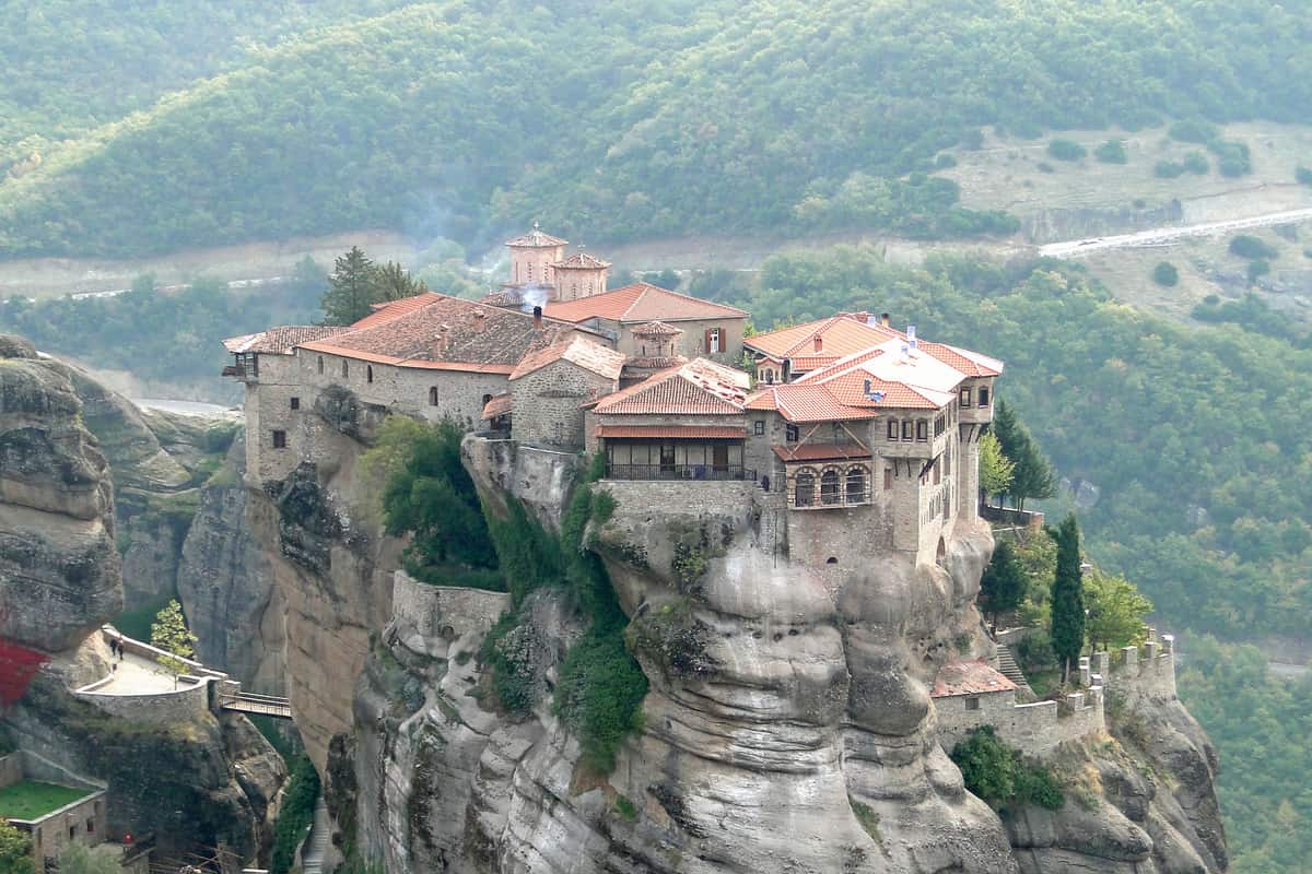 A Meteora day trip from Athens reaches the Varlaam monastery above the valley