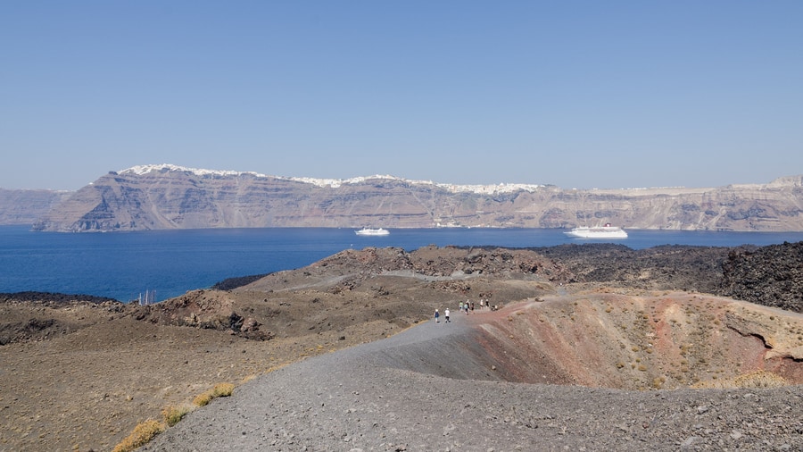 Santorini scuba diving explores the waters around Nea Kameni, the young volcanic island in the middle of the caldera